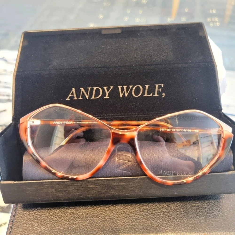 Andy Wolf Brown Tortoise & Rose Gold #5117 Eyeglass Frame New with case. - Picture 4 of 10